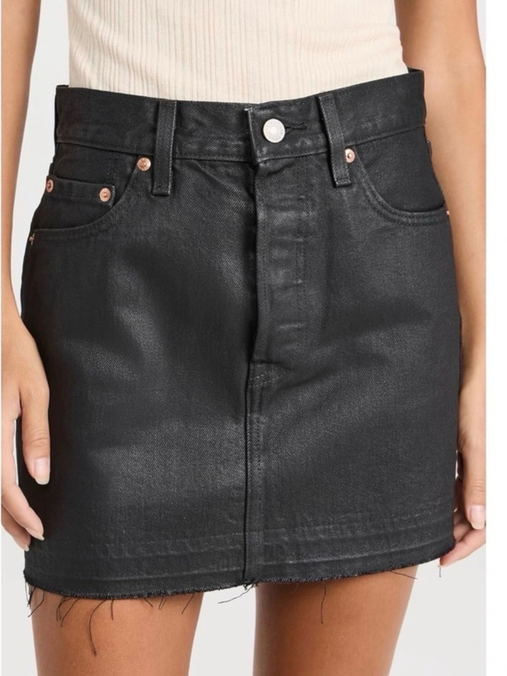Levi's black icon skirt,  Denim Mini Skirt with Raw Hem